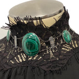 Malachite and Sterling Panel Collar Necklace