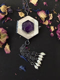 Hexagonal Box Locket with Amethyst and Freshwater Pearls