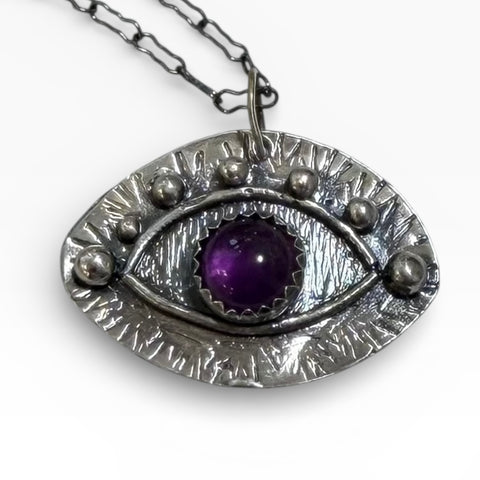 Watchful Eye Pendant Amethyst - Proceeds to benefit ACLU an Evil Eye for Modern Times