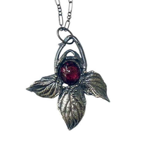 Natural Garnet Raspberry Bramble Pendant