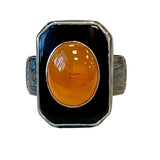 Size 9 Black Onyx and Tangerine Carnelian Ring