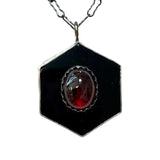 Black Onyx and Garnet Talisman Necklace