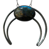 Large High Priestess Crescent Moon and Labradorite Pendant *archives*