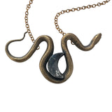 Bronze Serpent with Quartz Crystal Crescent Moon