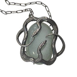 Double Serpent Snake Pendant Grey Moonstone Test Piece