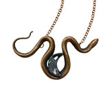 Bronze Serpent with Quartz Crystal Crescent Moon