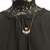 Sterling Winged Scarab Necklace with carnelian and onyx