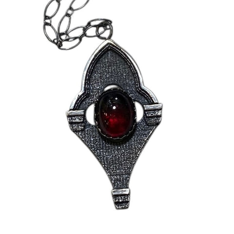 Monastic Gothic Arch Pendant with Garnet