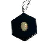 Black Onyx and Natural Opal Talisman Pendant