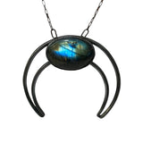 Large High Priestess Crescent Moon and Labradorite Pendant *archives*