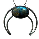 Large High Priestess Crescent Moon and Labradorite Pendant *archives*