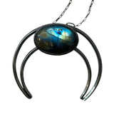 Large High Priestess Crescent Moon and Labradorite Pendant *archives*