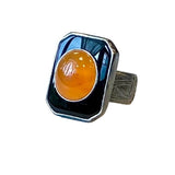 Black Onyx and Tangerine Carnelian Ring SIZE 8