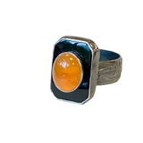 Black Onyx and Tangerine Carnelian Ring SIZE 8