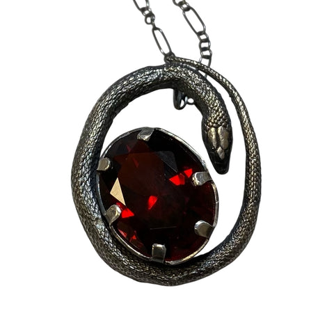 Sterling Serpent and Ruby Egg pendant