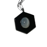 Black Onyx and Pearly Moonstone Talisman in Sterling Silver