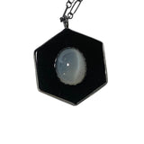 Black Onyx and Pearly Moonstone Talisman in Sterling Silver