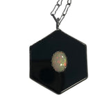 Black Onyx and Natural Opal Talisman Pendant