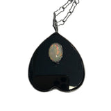 Black Onyx Planchette and Natural Opal Talisman Pendant