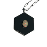 Black Onyx and Natural Opal Talisman Pendant