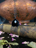 Black Onyx Planchette and Natural Opal Talisman Pendant