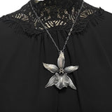 Monumental Bat Orchid Pendant Shibuichi and Sterling