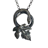 Delicate Sterling Serpent and Grape Leaf Pendant