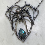 Orb Spider Planchette Pendant Shibuichi and Labradorite