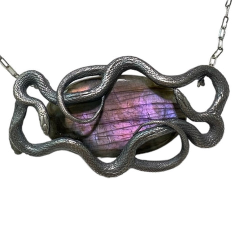 Double Serpent Pendant with Purple Labradorite