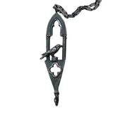 Long Gothic Crow Pendant with Twisted Flame Finial