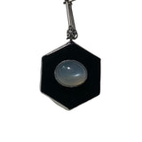 Black Onyx and Pearly Moonstone Talisman in Sterling Silver *Horizontal Moonstone