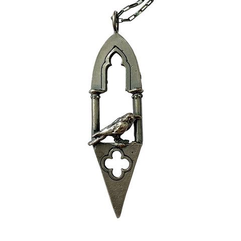 Gothic Crow at the Ancient Arch Pendant