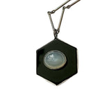 Black Onyx and Pearly Moonstone Talisman in Sterling Silver *Horizontal Moonstone