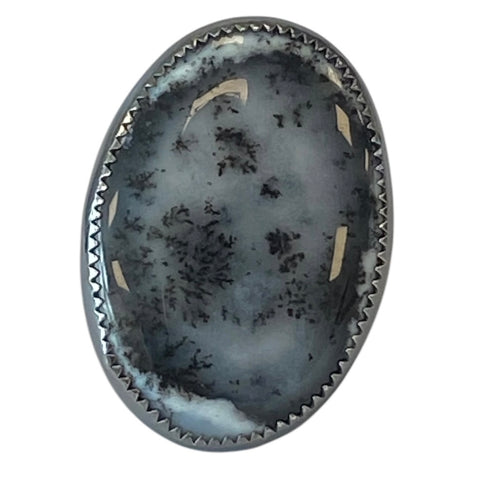 Cailleach's Lake Ring, Dendritic Opal and Sterling Size 8