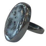 Cailleach's Lake Ring, Dendritic Opal and Sterling Size 8