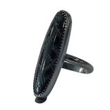 Frost Amulet Ring Hand Carved Black Onyx Intaglio A Size 5.5