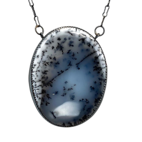 Silence of the Cailleach's Lake, Large Dendritic Opal Pendant