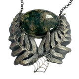 Garden Heart Fern and Moss Agate Pendant