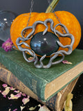 Large Quadruple Snake Necklace in Sterling with Rainbow Obsidian