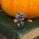 Toad with Orb Ring Sterling and Amethyst or Onyx CUSTOM SIZE