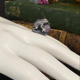 Toad with Orb Ring Sterling and Amethyst or Onyx CUSTOM SIZE