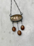 Art Nouveau Fringe Pendant Golden Rutile and Sunstone