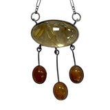 Art Nouveau Fringe Pendant Golden Rutile and Sunstone