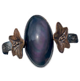 Rainbow Obsidian and Bronze Henbane Cuff Bracelet