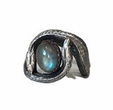 Chase and Scout Jewelry Double Snake Ring in Sterling and Labradorite
