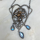 Golden Spider Web Planchette with Moonstone &#x2605;