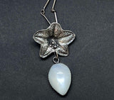 Ready to Ship - Sterling Black Henbane and Silver Moonstone Inverted Drop
