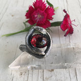 Chase and Scout Jewelry Double Snake Ring in Sterling and Garnet
