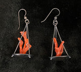 Bonfire Earrings of reclaimed coral and sterling silver