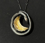 Petite Serpent and the Moon Pendant Sterling and 23kt Gold